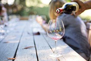 Wine being poured into a wine glass